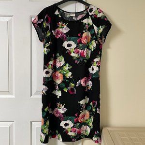 Merona Black Floral Dress - No Size Tag Est. Large